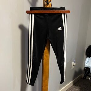 Adidas Kids Black Leggings with Triple White Stripes
